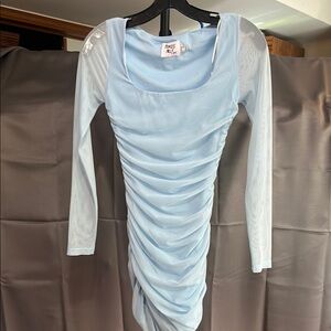 Princess Polly Light Blue Ruched Long Sleeve Dress